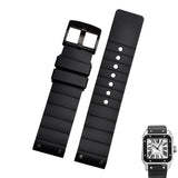 Watch Strap for Cartier Santos Sandoz Santos 100 Silicone Watch Strap Rubber Men and Women Black 23mm