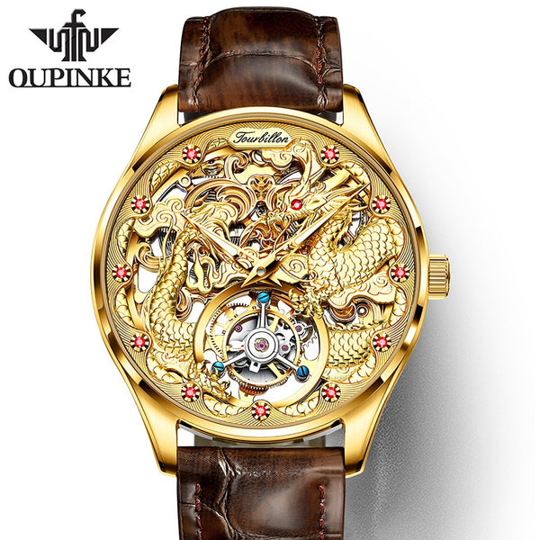 OUPINKE TOURBILLON DRAGON SAPPHIRE LUXURY MENS WATCH