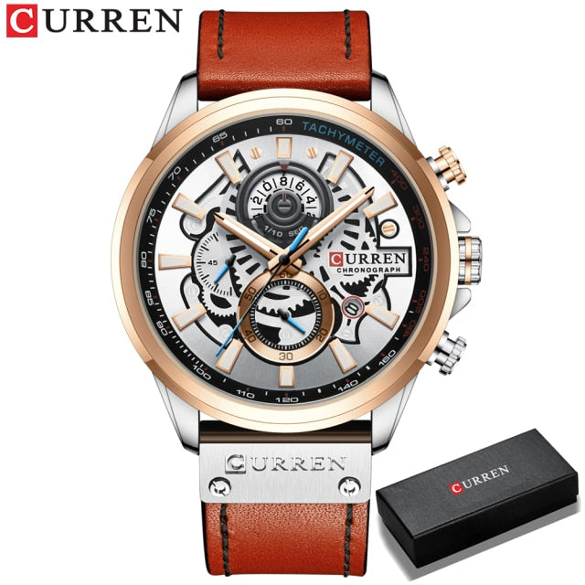 CURREN Watch for Men Top Brand Watches Leather Strap
