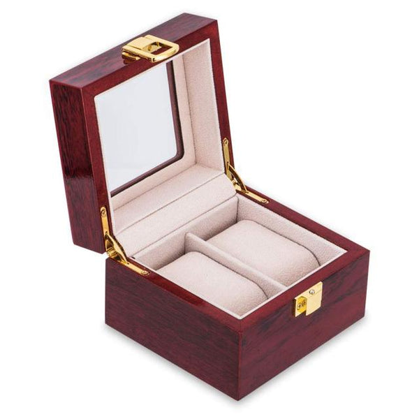 PMS LUXURY WOODEN WATCH BOX WITH GLASS TOP