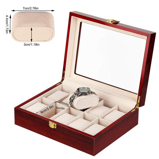 PMS LUXURY WOODEN WATCH BOX WITH GLASS TOP
